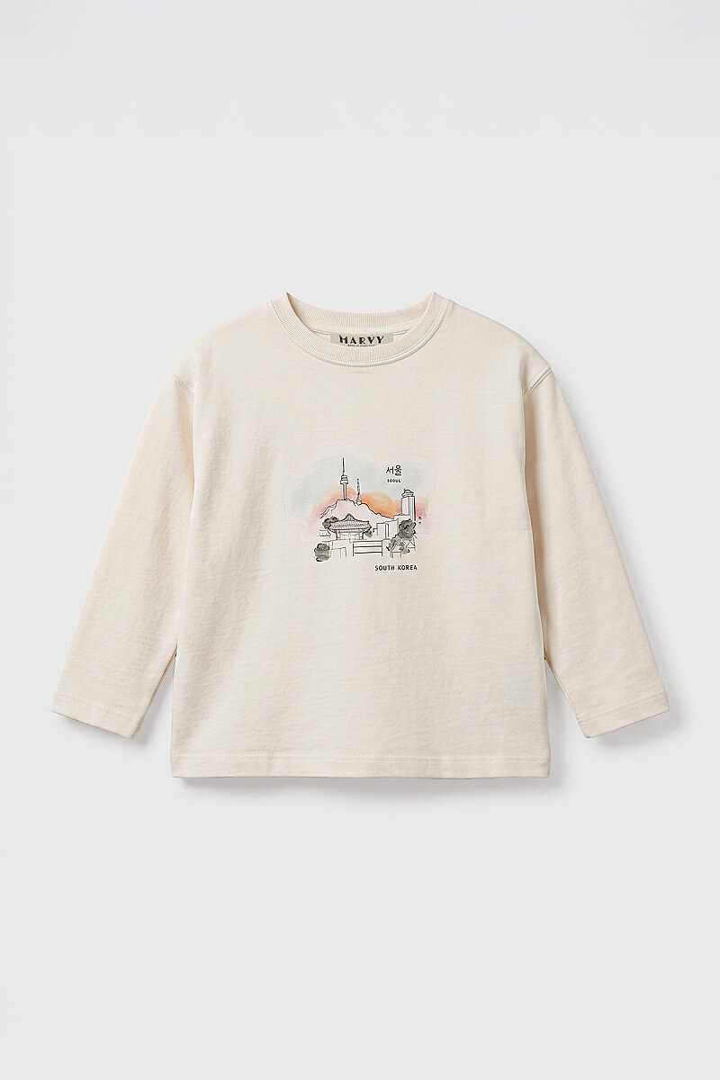 Seoul City Printed Oversize Unisex Kids T-Shirt - 5