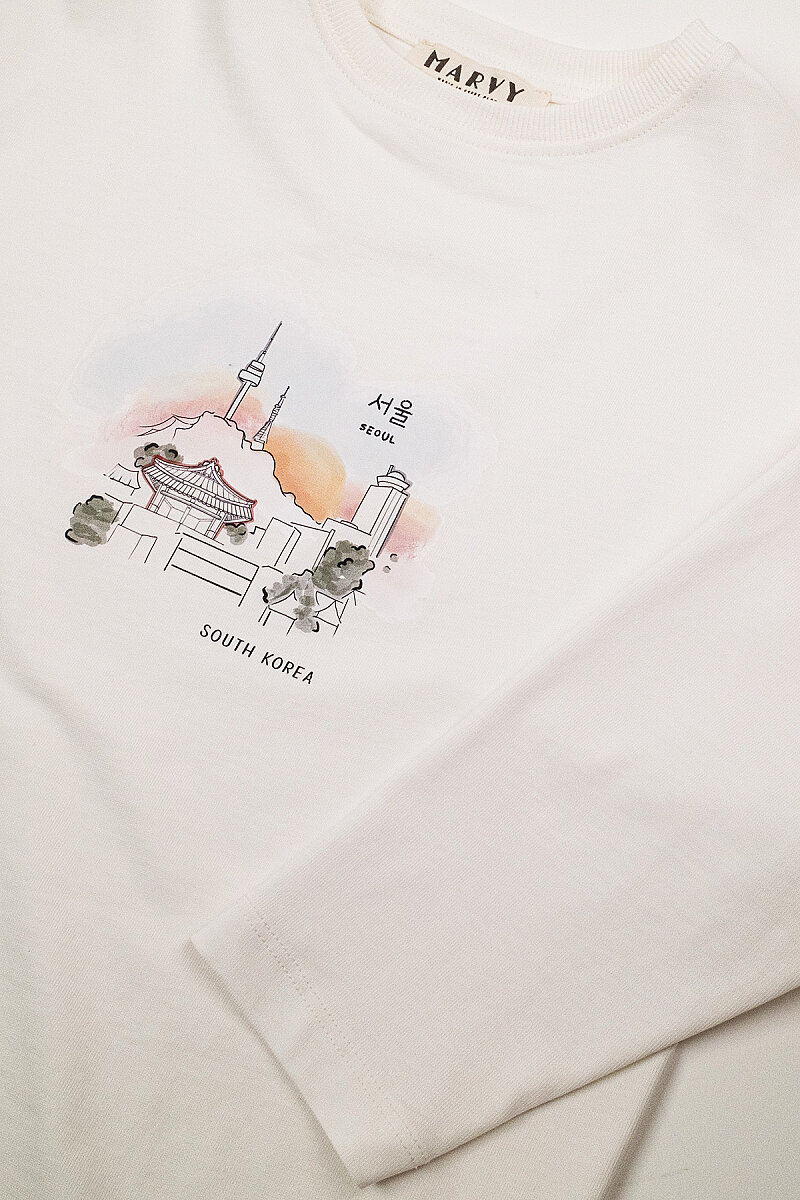 Seoul City Printed Oversize Unisex Kids T-Shirt - 4